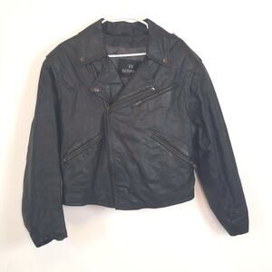 Berman’s Women’s Vintage Black Leather Motorcycle Jacket Size Medium